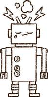 Malfunctioning Robot Charcoal Drawing vector