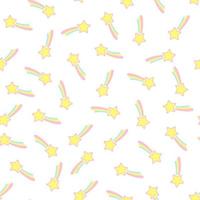 Star and rainbow pattern seamless illustration vector. Rainbows and cute clouds with stars on white background. vector