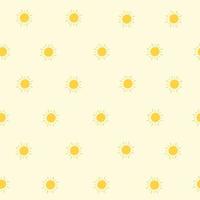Seamless spring or summer pattern with sun and heart. Cute print with symbols of nature. Seamless pattern with hand drawn yellow doodle suns on white background. vector