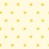 Seamless spring or summer pattern with sun and heart. Cute print with symbols of nature. Seamless pattern with hand drawn yellow doodle suns on white background. vector