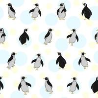 Seamless vector pattern with hand drawn Emperor penguins.