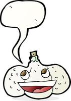 cartoon garlic with speech bubble vector