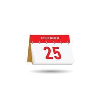 iconos de calendario. 25 de diciembre. una hoja del calendario flip con la fecha del 25 de diciembre. ilustración de diseño de vector de icono de calendario. signo de icono de calendario.