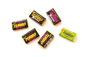 TERNOPIL, UKRAINE - MAY 28, 2022 Turkish retro chewing gums Turbo extreme with nostalgic design from 80s photo