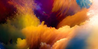 Abstract colorful oil painting on canvas. Semi- abstract image of flowers, Hand drawn brush stroke, oil color paintings. Modern art oil paintings for background photo