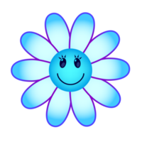 Smiling flowers with vibrant gradient colors. PNG with transparent background.