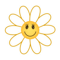 Smiling flowers with vibrant gradient colors. PNG with transparent background.