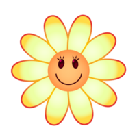 Smiling flowers with vibrant gradient colors. PNG with transparent background.