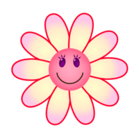 Smiling flowers with vibrant gradient colors. PNG with transparent background.