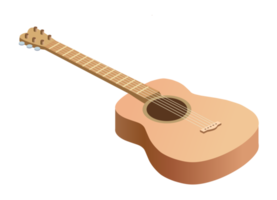 isometrische gitaar, PNG met transparant achtergrond.