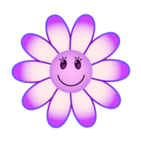 Smiling flowers with vibrant gradient colors. PNG with transparent background.