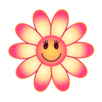 Smiling flowers with vibrant gradient colors. PNG with transparent background.