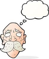 cartoon sad old man with thought bubble vector