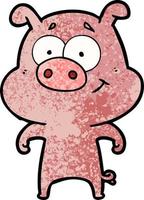 happy cartoon pig vector