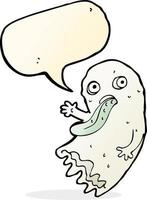 gross cartoon ghost with speech bubble vector