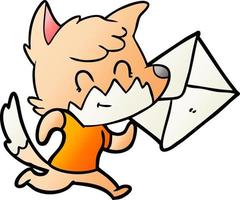 cartoon happy fox with letter vector