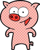 cheerful pig cartoon vector