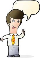 cartoon office man with crazy idea with speech bubble vector