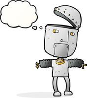 funny cartoon robot with open head with thought bubble vector