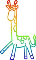 dibujo de línea de gradiente de arco iris jirafa caminando de dibujos animados vector