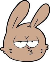 cartoon jaded rabbit face vector