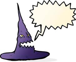 cartoon spooky witches hat with speech bubble vector