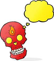 cartoon mystic skull with thought bubble vector