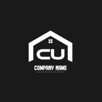CU Initial Letters Logo design vector for construction, home, real estate, building, property.