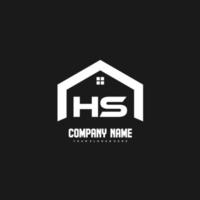 vector de diseño de logotipo de letras iniciales hs para construcción, hogar, bienes raíces, edificio, propiedad.