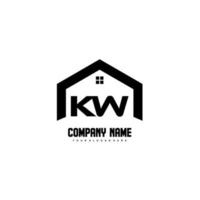 vector de diseño de logotipo de letras iniciales kw para construcción, hogar, bienes raíces, edificio, propiedad.