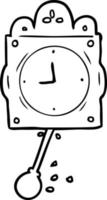 line drawing of a ticking clock with pendulum vector