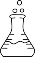 line doodle of a bubbling chemical potion vial vector