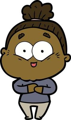 cartoon happy old woman