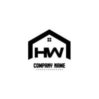vector de diseño de logotipo de letras iniciales hw para construcción, hogar, bienes raíces, edificio, propiedad.