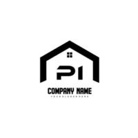 vector de diseño de logotipo de letras iniciales pi para construcción, hogar, bienes raíces, edificio, propiedad.