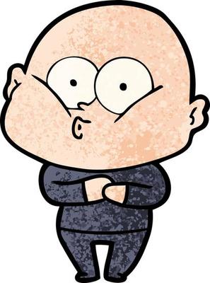 cartoon bald man staring