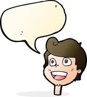 cartoon happy face with speech bubble vector