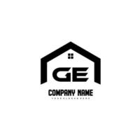 ge vector de diseño de logotipo de letras iniciales para construcción, hogar, bienes raíces, edificio, propiedad.