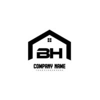 vector de diseño de logotipo de letras iniciales bh para construcción, hogar, bienes raíces, edificio, propiedad.