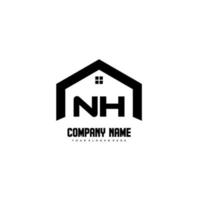 vector de diseño de logotipo de letras iniciales nh para construcción, hogar, bienes raíces, edificio, propiedad.