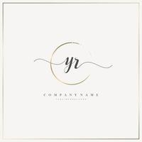 YR Initial Letter handwriting logo hand drawn template vector, logo for beauty, cosmetics, wedding, fashion and business vector