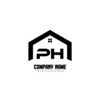 vector de diseño de logotipo de letras iniciales de ph para construcción, hogar, bienes raíces, edificio, propiedad.