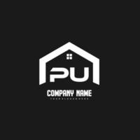 PU Initial Letters Logo design vector for construction, home, real estate, building, property.