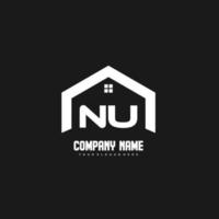 NU Initial Letters Logo design vector for construction, home, real estate, building, property.