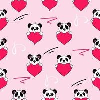 lovely cute panda mascot character seamless pattern premium vector