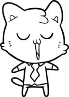 cartoon cat in shirt and tie vector