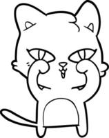 cartoon cat rubbing eyes vector