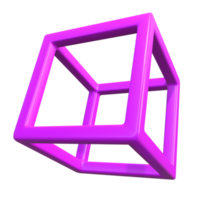 Abstract Cube Outline Geometric Shape 3D Render png