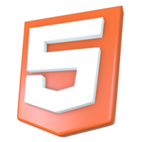 Stylized 3D HTML Logo Side View png