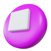 ilustração de botão de pausa quadrado 3d estilizado png